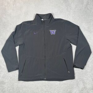 Nike Washington Huskies Jacket Mens XXL Gray Full Zip Windbreaker Fleece Lined W